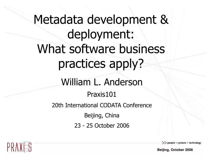 metadata development deployment what software business practices apply