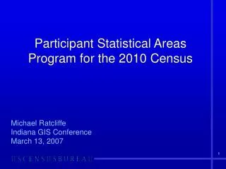 Participant Statistical Areas Program for the 2010 Census