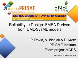 P. David, V. Idasiak &amp; F. Kratz PRISME Institute Team-project MCDS