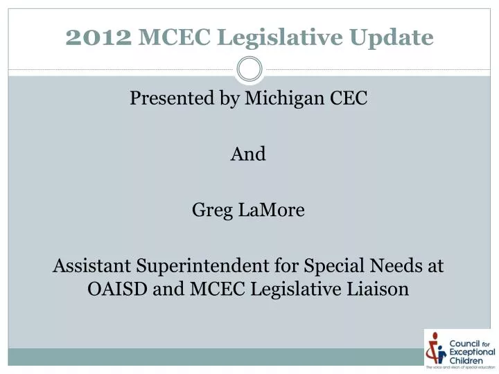 2012 mcec legislative update