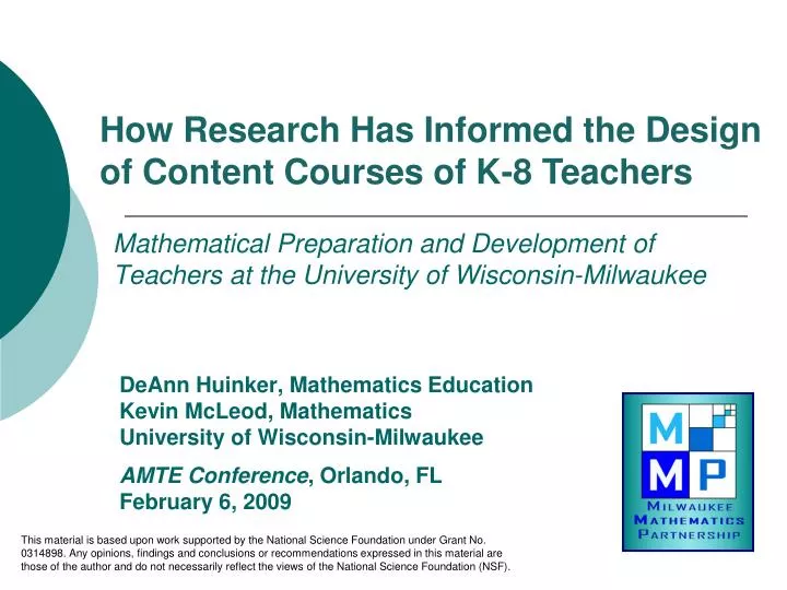 mathematical preparation and development of teachers at the university of wisconsin milwaukee
