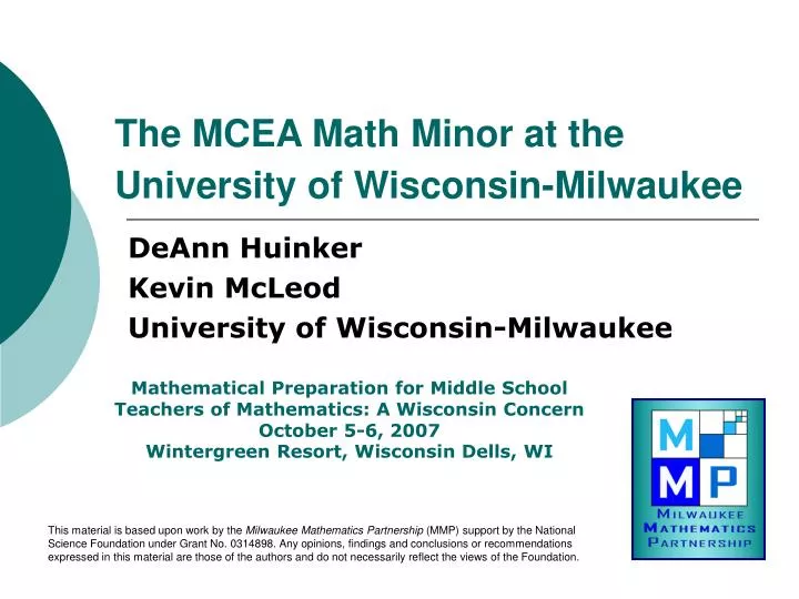 the mcea math minor at the university of wisconsin milwaukee