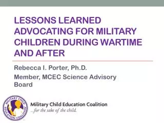Lessons learned advocating for military children during wartime and after