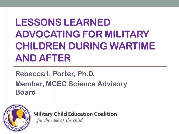 lessons learned advocating for military children during wartime and after