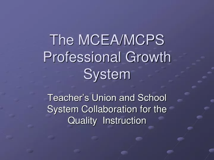 the mcea mcps professional growth system