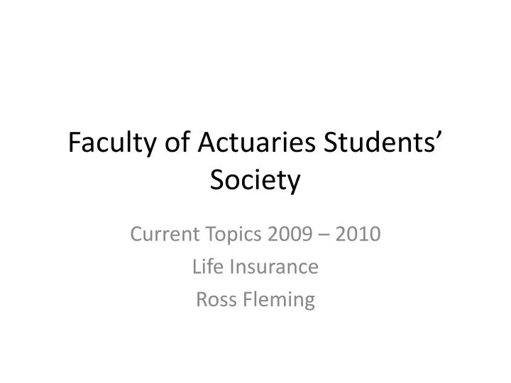 faculty of actuaries students society