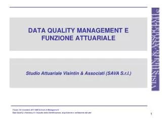 data quality management e funzione attuariale