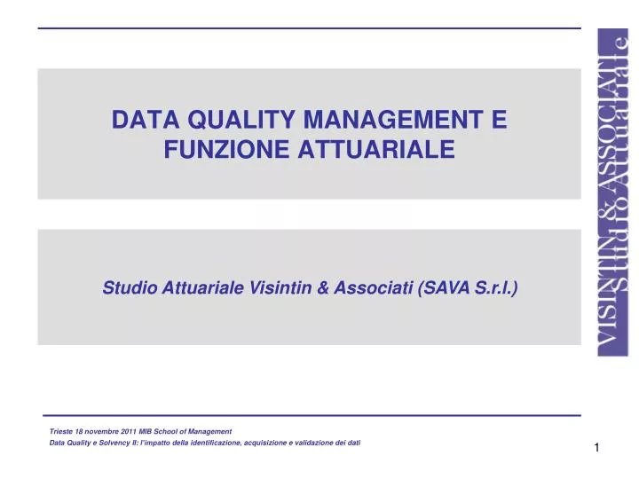 data quality management e funzione attuariale