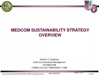 MEDCOM SUSTAINABILITY STRATEGY OVERVIEW