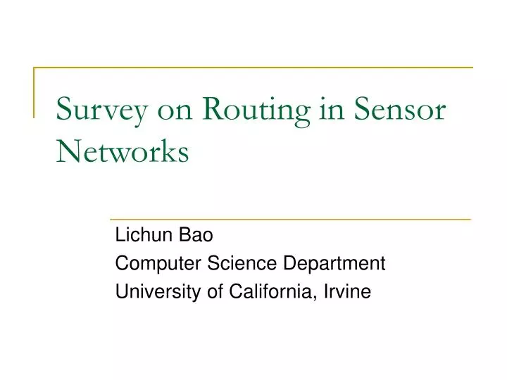 survey on routing in sensor networks