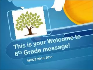 This is your Welcome to 6 th Grade message!