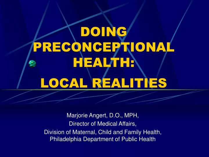 doing preconceptional health local realities