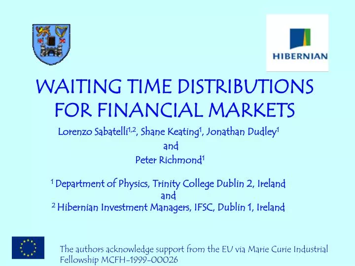 waiting time distributions for financial markets