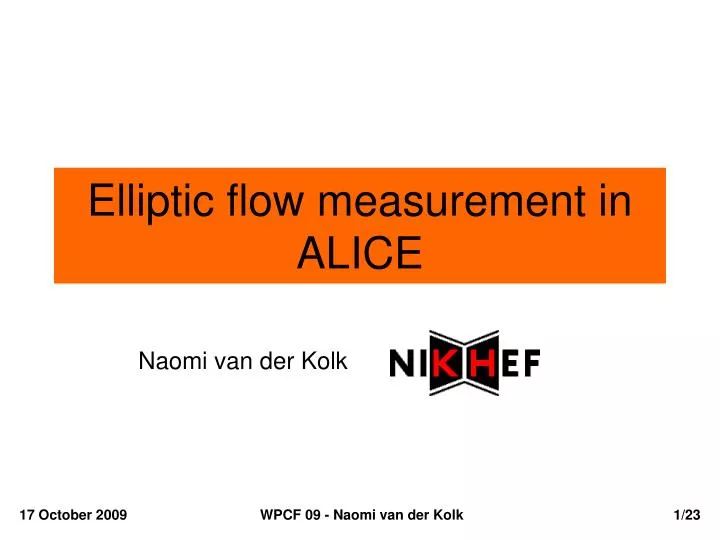 elliptic flow measurement in alice