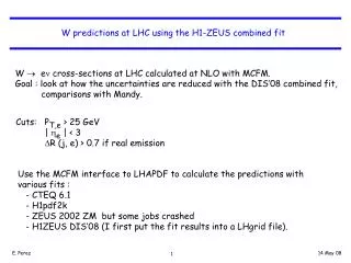 W predictions at LHC using the H1-ZEUS combined fit