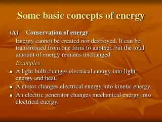 Some basic concepts of energy