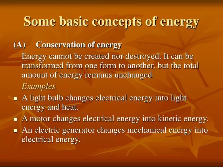 some basic concepts of energy