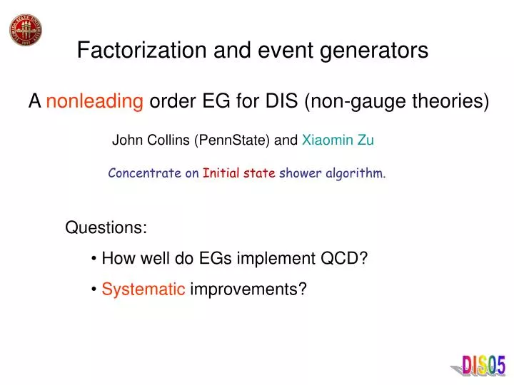 factorization and event generators