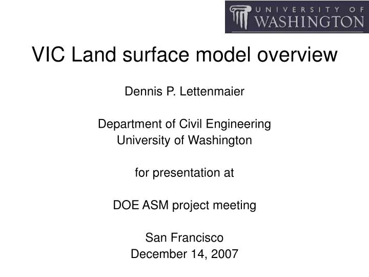 vic land surface model overview