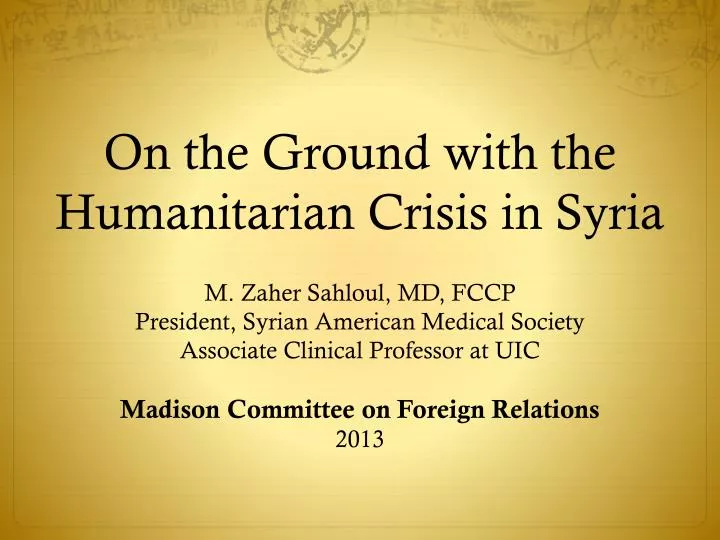 on the ground with the humanitarian crisis in syria