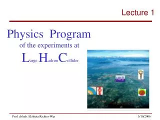 Physics Program of the experiments at L arge H adron C ollider