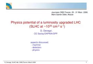 Physics potential of a luminosity upgraded LHC (SLHC at ~10 35 cm -2 s -1 )