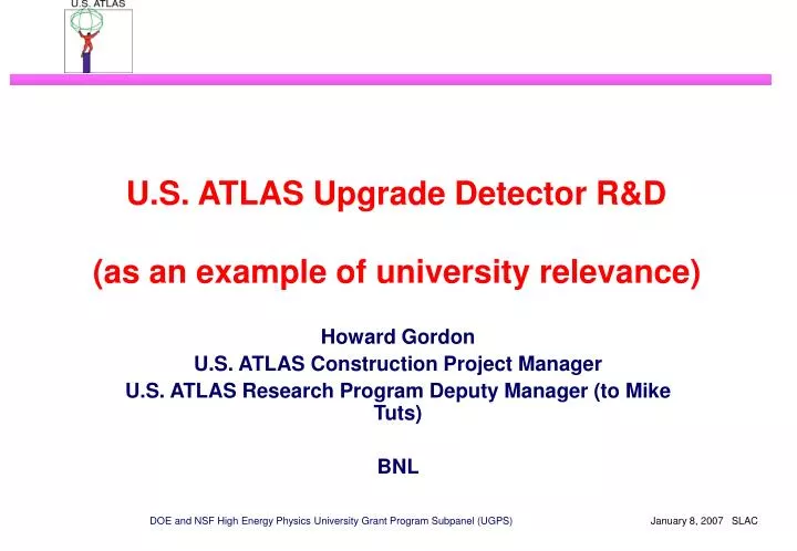 u s atlas upgrade detector r d as an example of university relevance