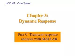 Chapter 3: Dynamic Response