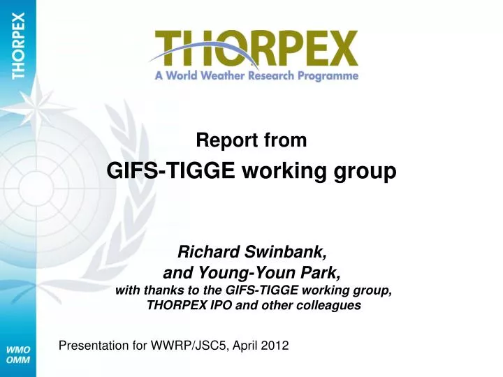 report from gifs tigge working group