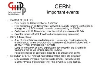 CERN: important events