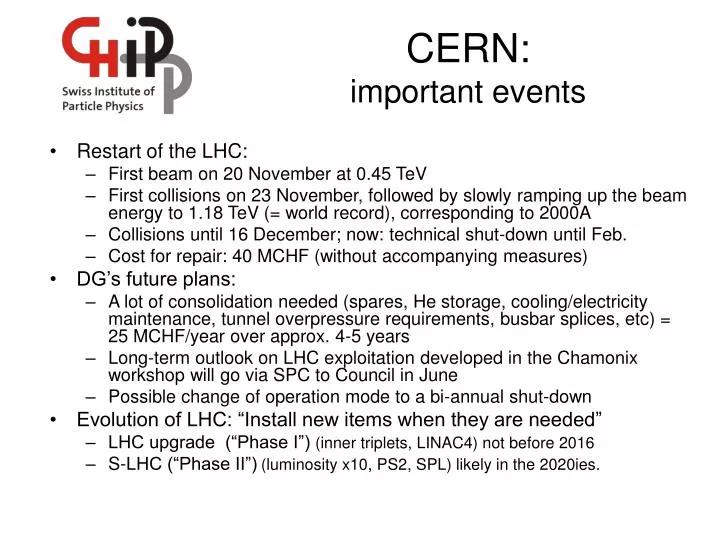 cern important events