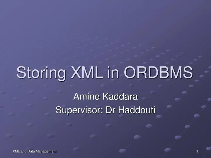 storing xml in ordbms