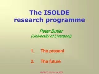 The ISOLDE research programme