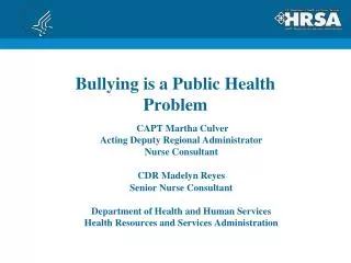 Bullying is a Public Health Problem