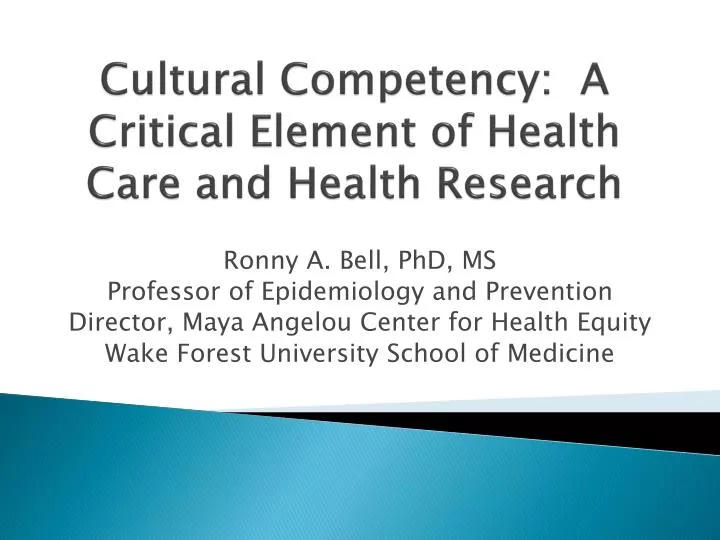cultural competency a critical element of health care and health research