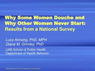 Why Some Women Douche and Why Other Women Never Start: Results from a National Survey