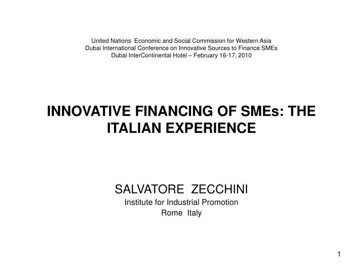 salvatore zecchini institute for industrial promotion rome italy