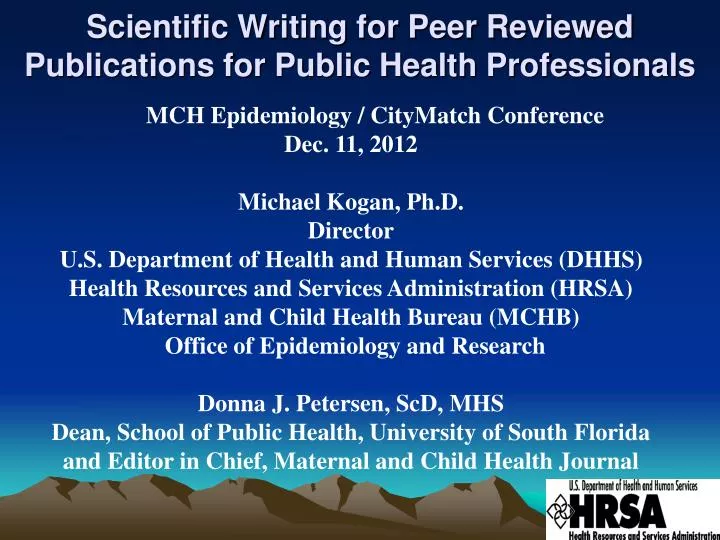 scientific writing for peer reviewed publications for public health professionals