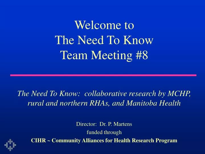 welcome to the need to know team meeting 8