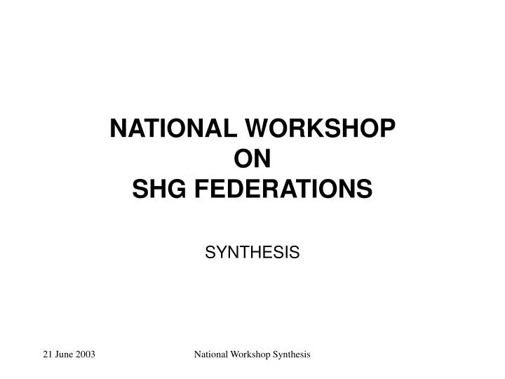national workshop on shg federations