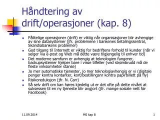 h ndtering av drift operasjoner kap 8
