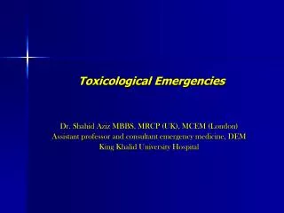 Toxicological Emergencies