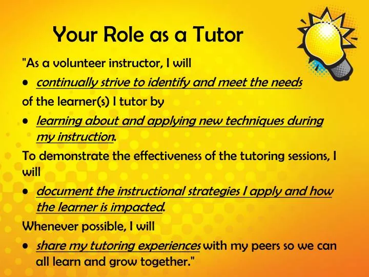 your role as a tutor