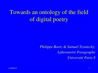 Towards an ontology of the field of digital poetry