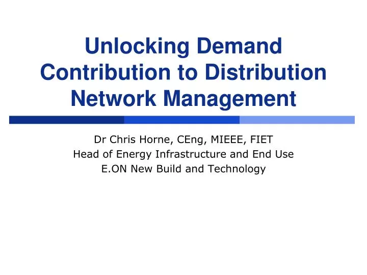 unlocking demand contribution to distribution network management