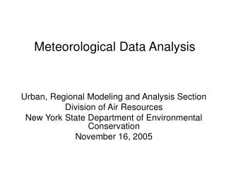 Meteorological Data Analysis