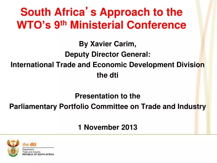 south africa s approach to the wto s 9 th ministerial conference