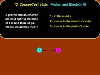 13. ConcepTest 16.5c Proton and Electron III