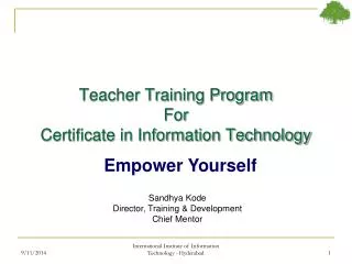 Teacher Training Program For Certificate in Information Technology