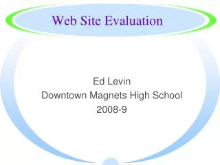 Web Site Evaluation